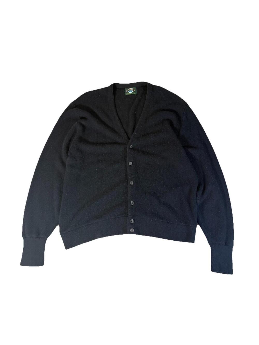 Vintage Jantzen Cardigan Sweater Knit Men’s XL V Neck Grandpa Black USA Grunge